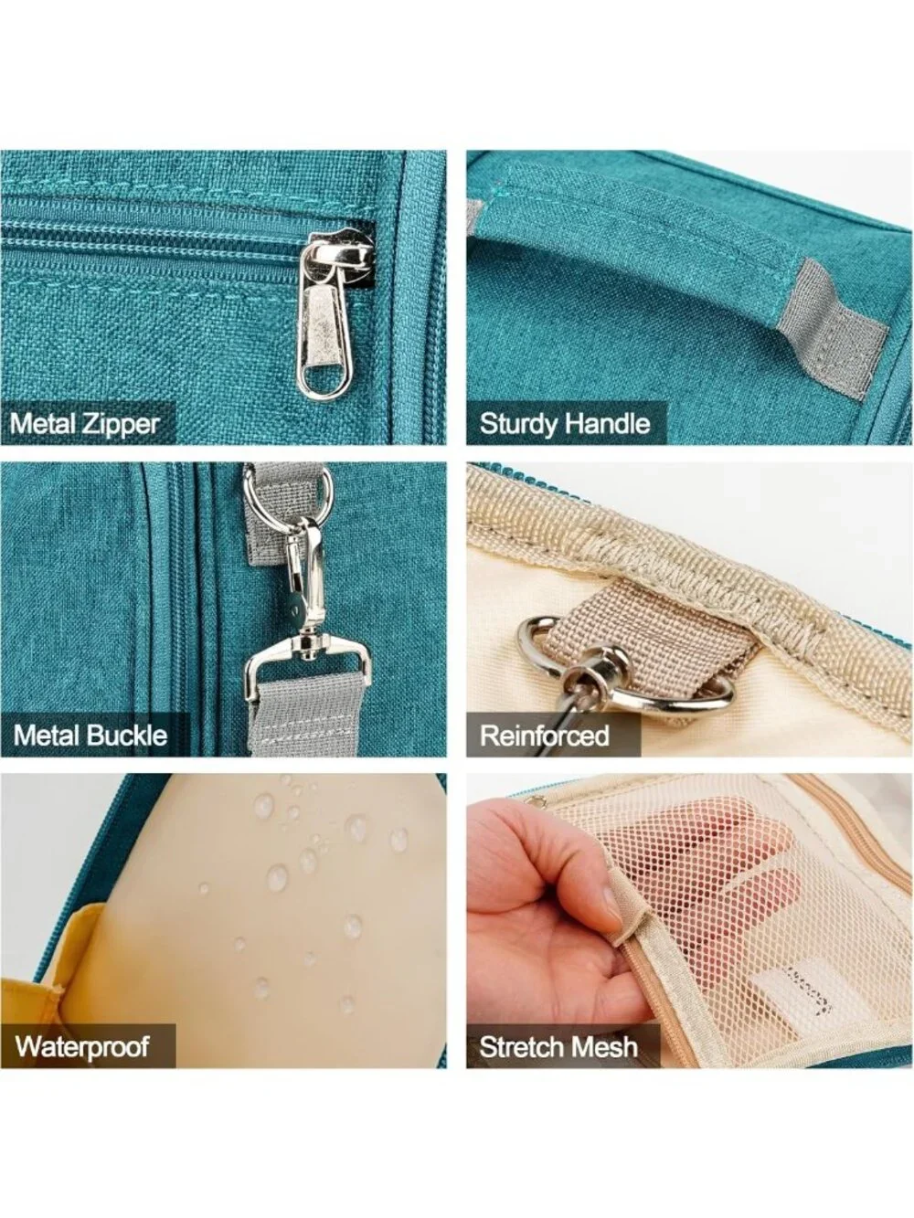 Travel Toiletry Bag - Large, Water-Resistant, 6 Organizer Compartments, Makeup